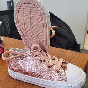 Converse Chuck Taylor All Star Size 9 Toddler Girls Rose Gold Glitter Sneakers